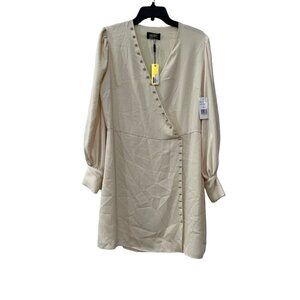 NWTD Alexia Admor Size 12 Midi Wrap Dress Cream *Missing Tie* MSRP $245